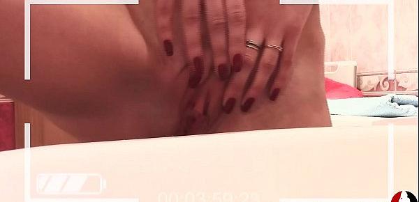  STOLEN VIDEO! Hot blondie records herself fingering